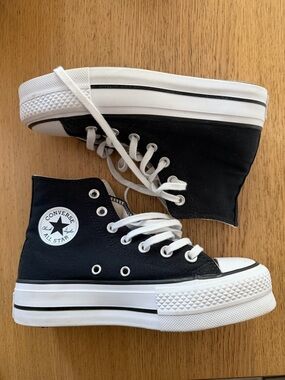Converse Black & White High Top Platform Sneakers